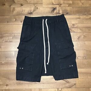 Rick Owens Style Black Cargo Shorts